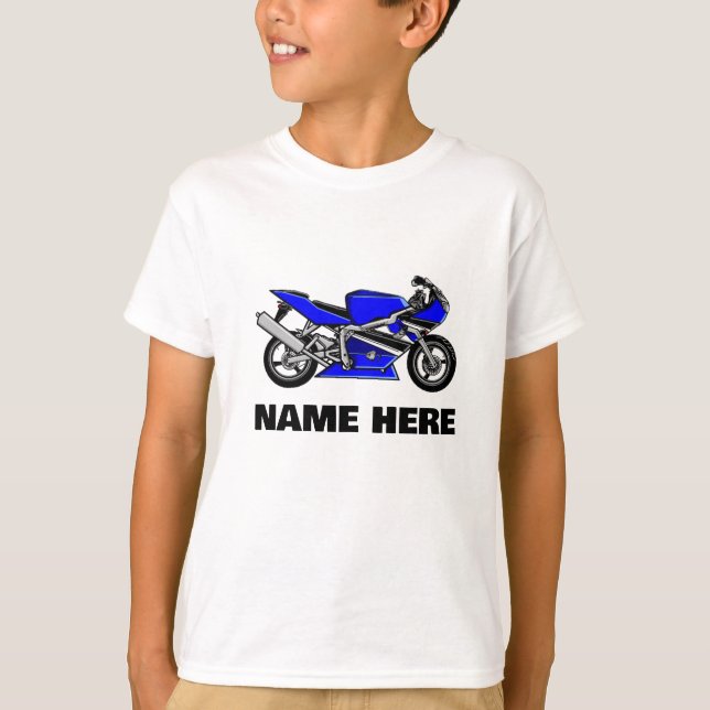 Blue Motorcykel T Shirt (Framsida)