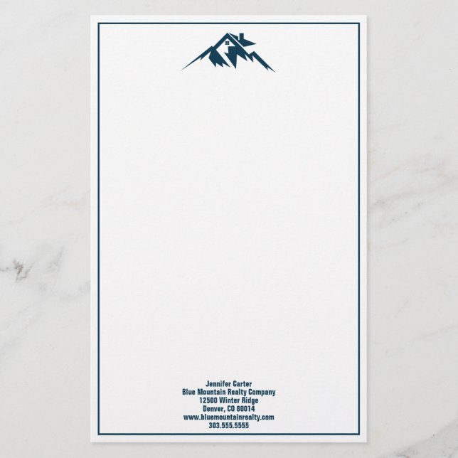 Blue Mountain Fastighetsbolag Anpassad Fastighetsm Brevpapper (Framsida)