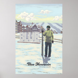 Blue Mountain Ski Resort Kanada Reseskylt Poster