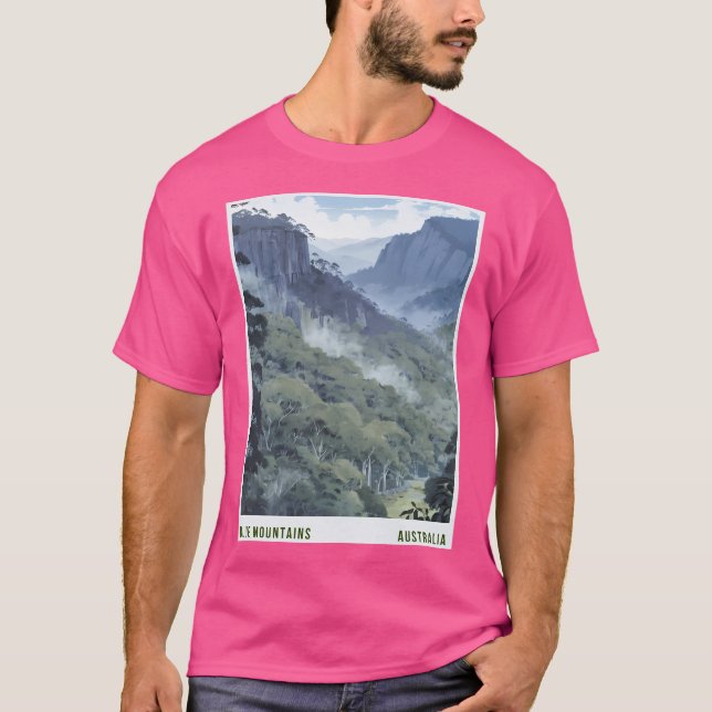 Blue Mountains Australia Active T Shirt (Framsida)