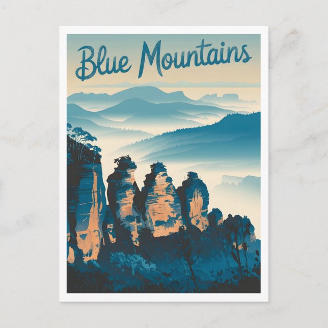 Blue Mountains Australia Vintage Vykort (Framsida)
