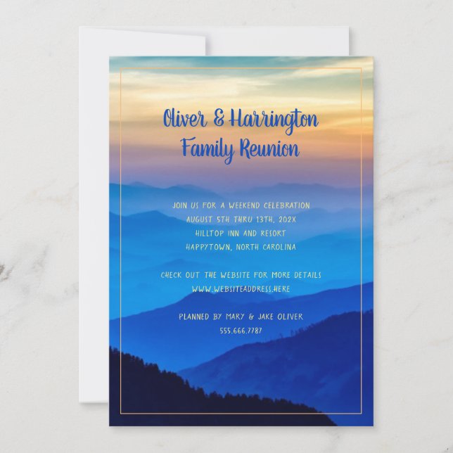 Blue Mountains Familjeåterträff Inbjudningar (Framsida)