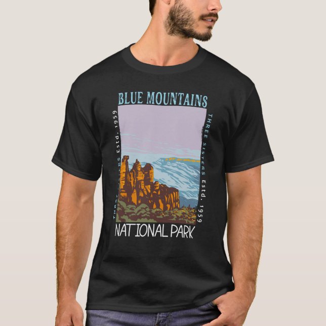 Blue Mountains National Park Australien Distress T Shirt (Framsida)