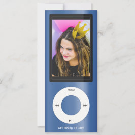 Blue MP3 Music Player Birthday Inbjudningar
