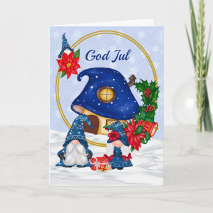 Blue Mr och Mrs Gnome God Jul Kort