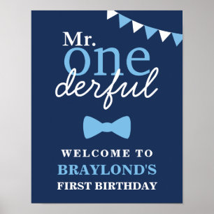 Blue Mr Onederful Welcome Poster