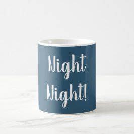 Blue Mugg med Nattnatten i vit typografi