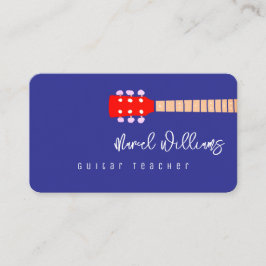 Blue Music Business Card for Guitar Teachers Visitkort