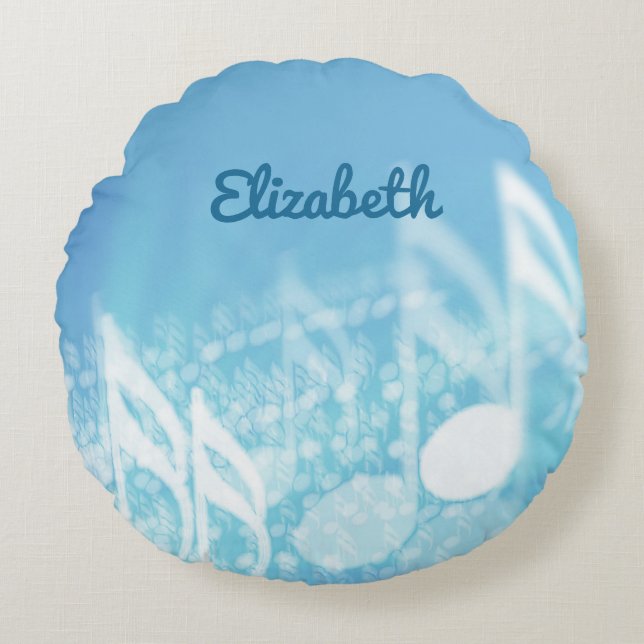 Blue Music Personlig Rund Kudde (Framsidan)