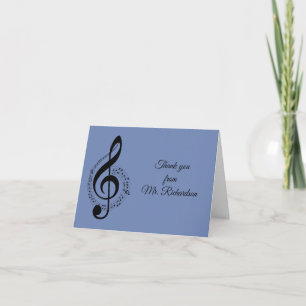 Blue Music Personlig Tack (tomt inuti) Kort