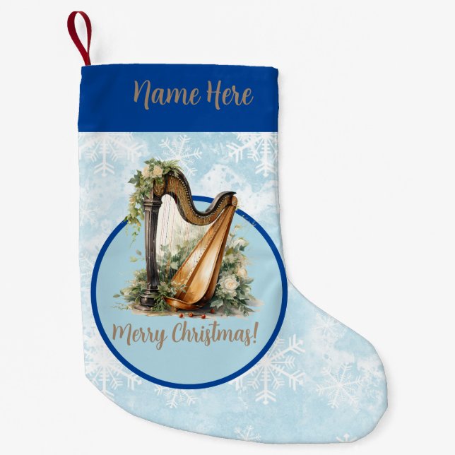 Blue Musical Harp-julklapp Liten Julstrumpa (Framsidan)