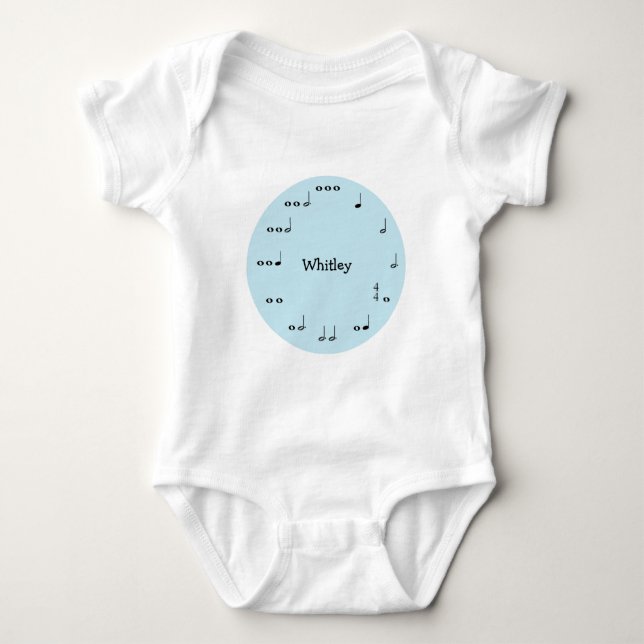 Blue Musik noter Personlig Baby Bodykostym T Shirt (Framsida)