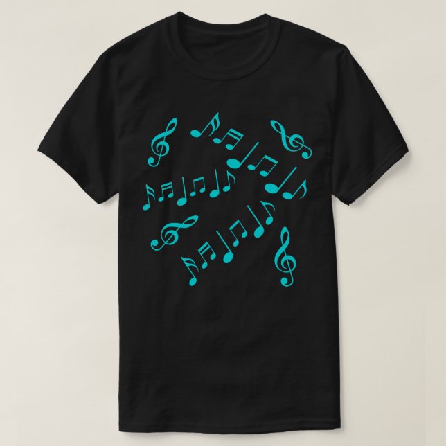 Blue Musik noter T Shirt (Design framsida)