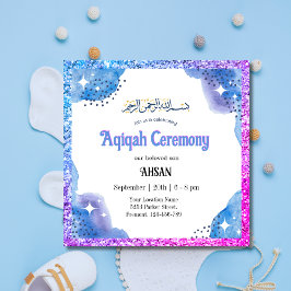 Blue Muslim Baby Aqeeqah-Aqiqah-inbjudan Inbjudningar