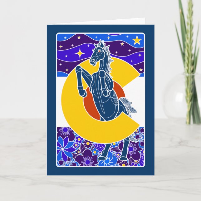 Blue mustang of colorado helgkort (Framsida)