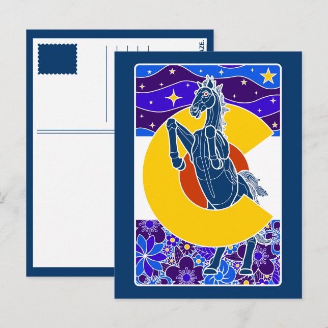 Blue mustang of colorado vykort (Fram/baksida)