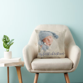 Blue My First jul Baby Photo Kudde