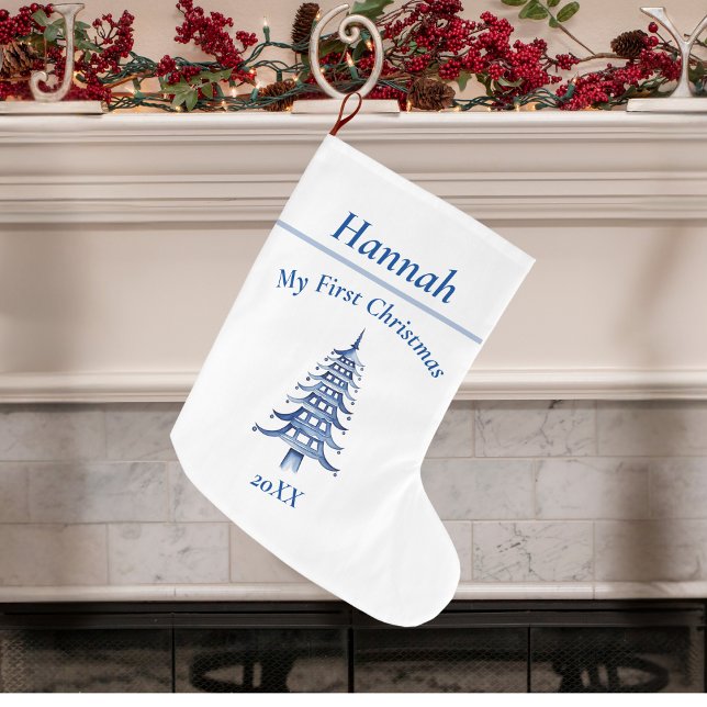 Blue My First jul Pagoda Stor Julstrumpa (Blue My First Christmas Pagoda Large Christmas Stocking)