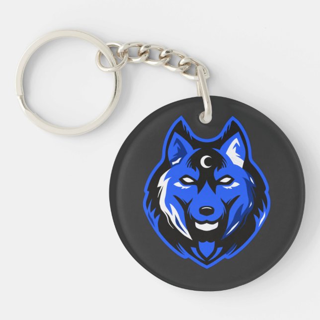 Blue Mystic Wolf Keychain (Framsidan)