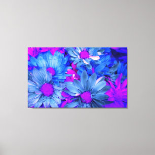 Blue N Lila Daisys Bouquet Wrapped Canvas Skriv ut