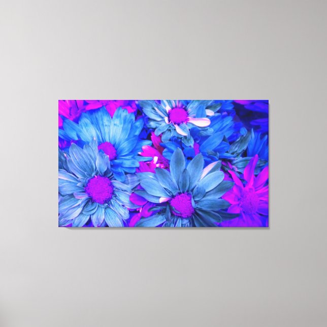 Blue N Lila Daisys Bouquet Wrapped Canvas Skriv ut (Framsida)