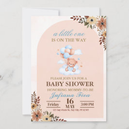 Blue Nalle Baby Shower Inbjudningar