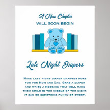 Blue Nalle Baby Shower Late Late Night Diaper