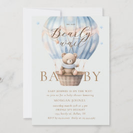 Blue Nalle Barly Wait Baby Shower Inbjudningar
