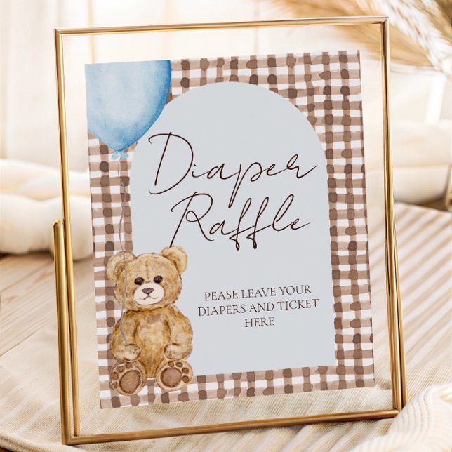 Blue Nalle Boy Shower Diaper Raffle Sign Poster (Skapare uppladdad)