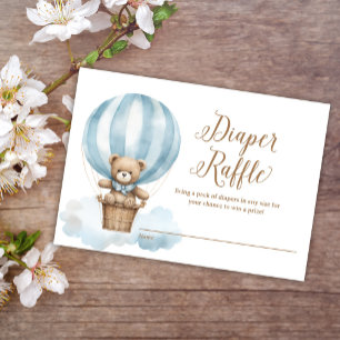 Blue Nalle Boy Shower Diaper Raffle Tilläggskort