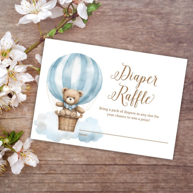 Blue Nalle Boy Shower Diaper Raffle Tilläggskort (Skapare uppladdad)