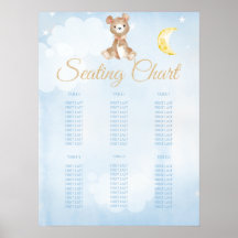 Blue Nalle Boy's Baby Shower Sittschema