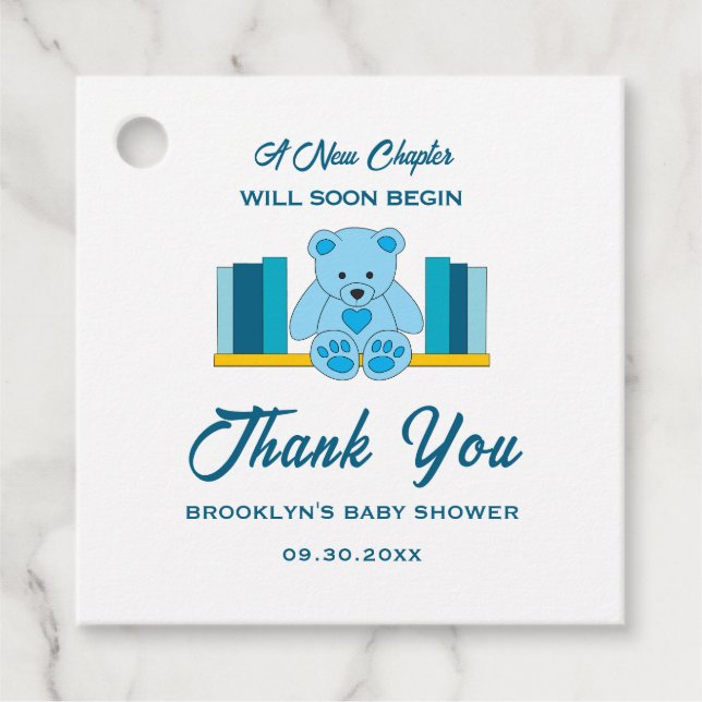 Blue-Nalle för babyvisningsprogrammet New Chapter  Gåvor Etiketter (Framsida)