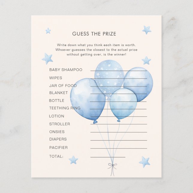 Blue Nalle Gissa det Prisa babyvisningsspelet (Framsida)