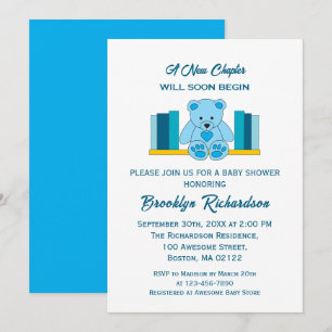 Blue Nalle New Chapter Storybook Baby Shower Inbjudningar