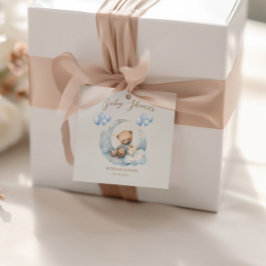 Blue Nalle Stars Baby Shower Gåvor Etiketter