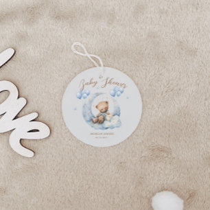 Blue Nalle Stars Baby Shower Gåvor Etiketter