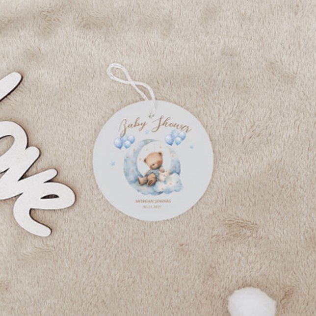 Blue Nalle Stars Baby Shower Gåvor Etiketter (Skapare uppladdad)