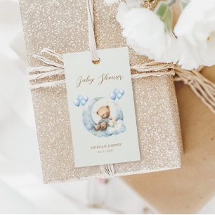Blue Nalle Stars Baby Shower Presentetikett