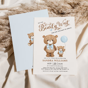 Blue Nalle vi kan bota Baby Shower Boy Inbjudningar