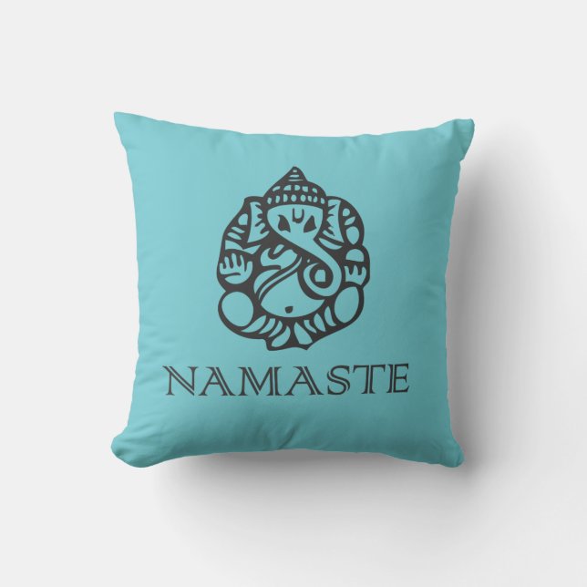Blue Namaste Ganesh Pillow Kudde (Framsida)