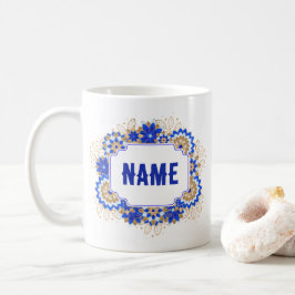 Blue Namaste Personlig Namn Monogram Kaffemugg