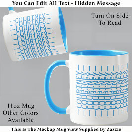 Blue Namn Gömt Message Trendig Mugg 121B Modern
