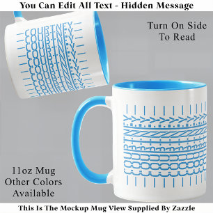 Blue Namn Gömt Message Trendig Mugg 121B Modern