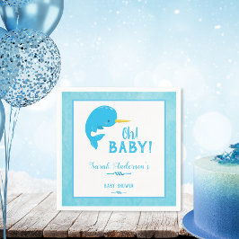 Blue Narwhal Baby Shower Pappersservett