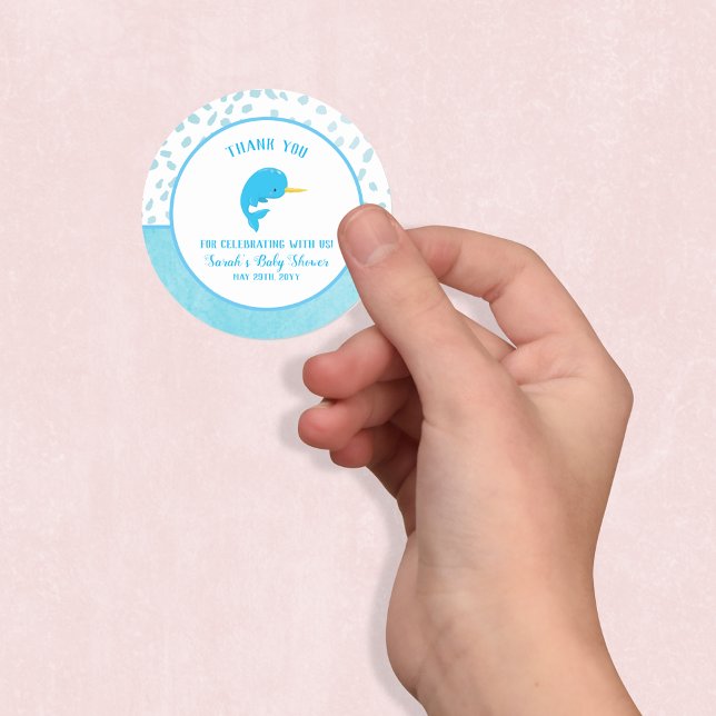 Blue Narwhal Tack Runt Klistermärke (Skapare uppladdad)