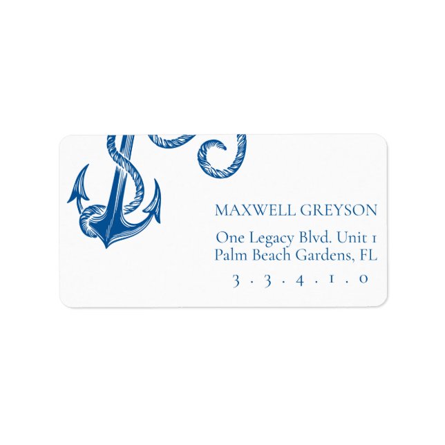 Blue Nautical Anchor Adressetikett (Framsidan)