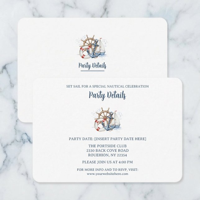 Blue Nautical Anchor Birthday Details QR Code OSA Kort (Share your special event details.)