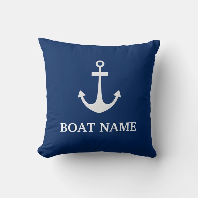 Blue Nautical Anchor Boat Namn Kudde (Framsida)