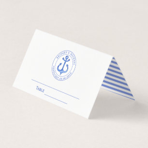 Blue Nautical Anchor Bröllop Bord / Monteringsko Visitkort